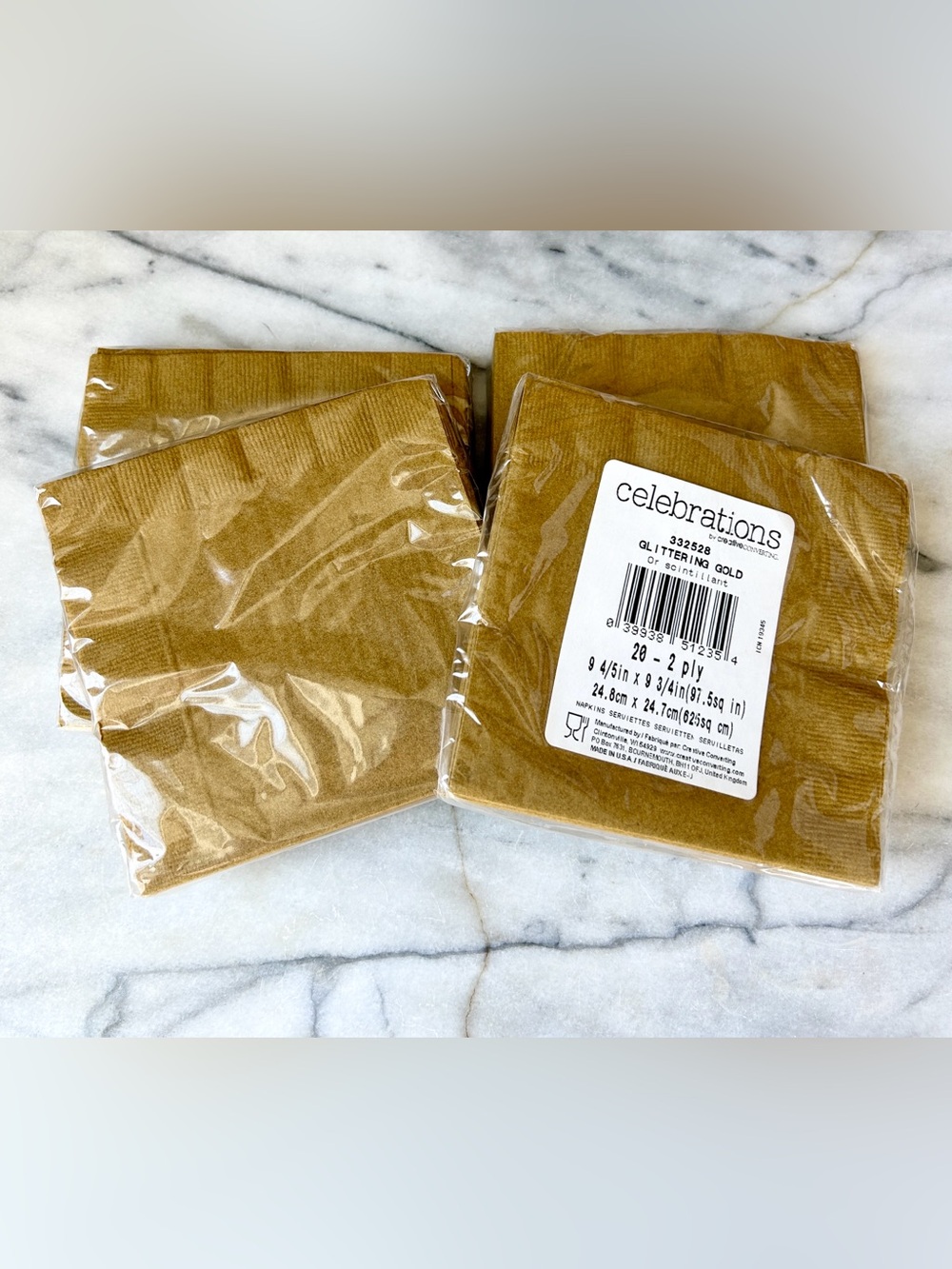 Celebrations Fall Deep Gold 2-Ply Beverage Napkins 4 packs of 20 (80 total)